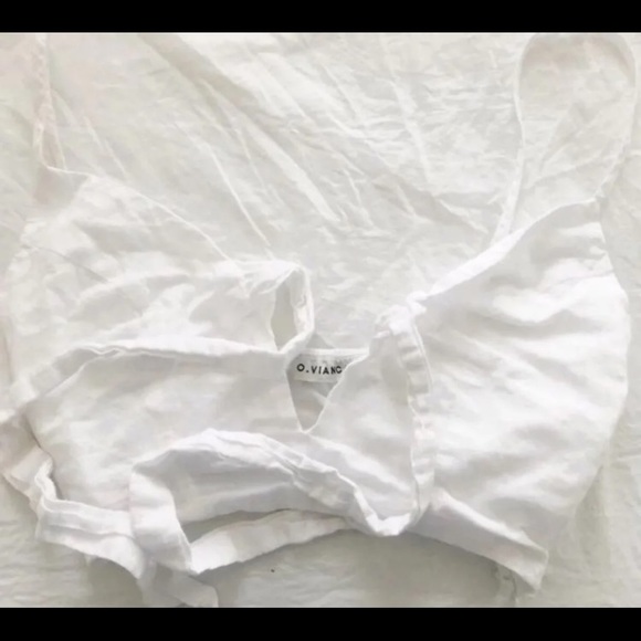 White Cottage Core Front Tie Crop Top White - Picture 6 of 13